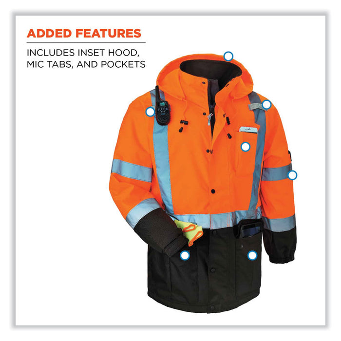 GloWear 8384 Class 3 Hi-Vis Quilted Thermal Parka, 5X-Large, Orange