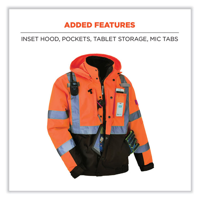 GloWear 8381 Class 3 Hi-Vis 4-in-1 Quilted Bomber Jacket, Orange, Medium
