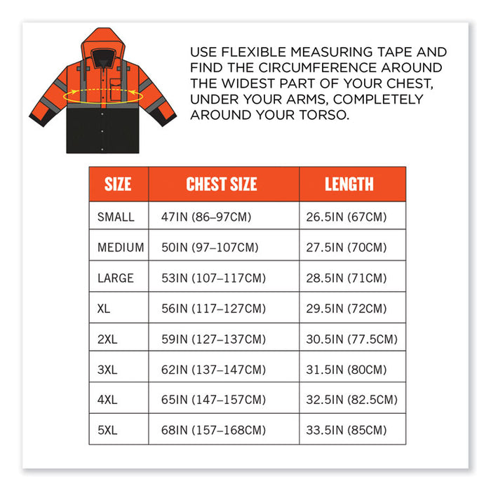 GloWear 8381 Class 3 Hi-Vis 4-in-1 Quilted Bomber Jacket, Orange, 5X-Large