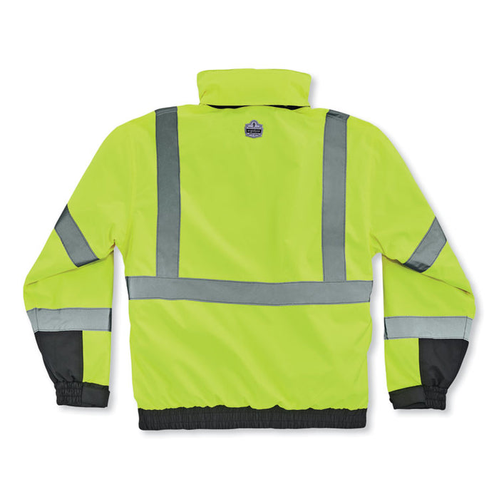 GloWear 8381 Class 3 Hi-Vis 4-in-1 Quilted Bomber Jacket, Lime, 5X-Large