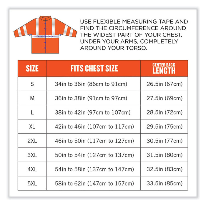GloWear 8377 Class 3 Hi-Vis Quilted Bomber Jacket, Orange, 3X-Large