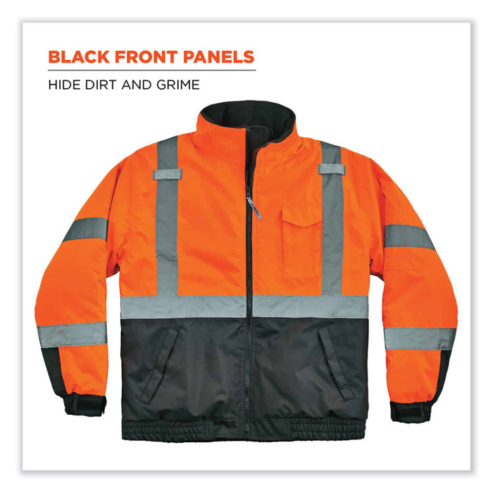 GloWear 8377 Class 3 Hi-Vis Quilted Bomber Jacket, Orange, 4X-Large