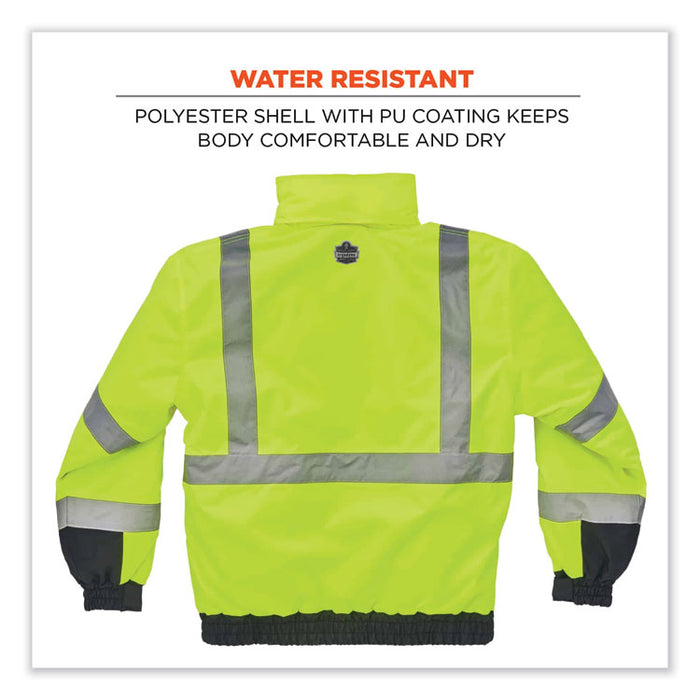 GloWear 8377 Class 3 Hi-Vis Quilted Bomber Jacket, Lime, Medium
