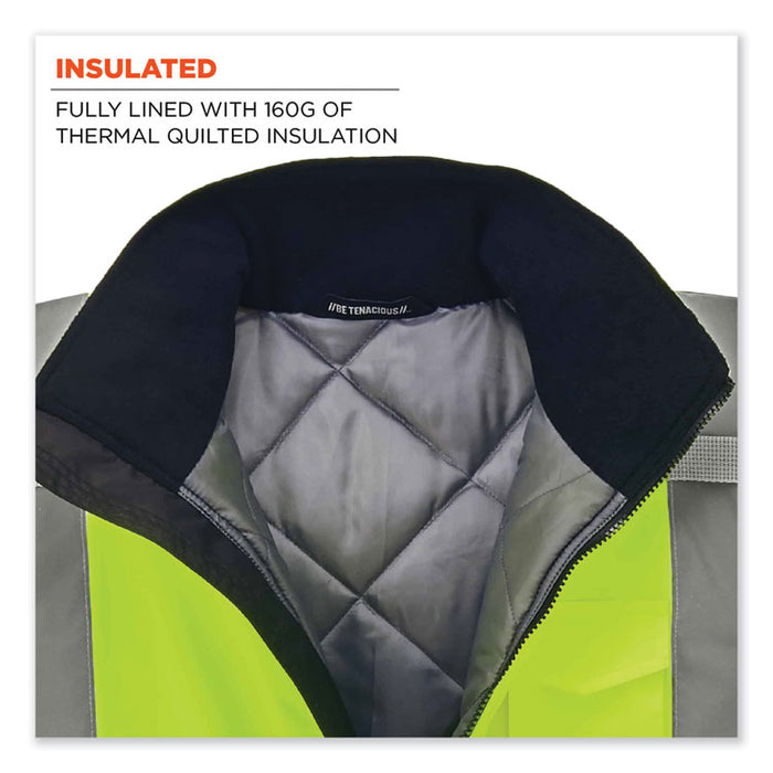 GloWear 8377 Class 3 Hi-Vis Quilted Bomber Jacket, Lime, Medium