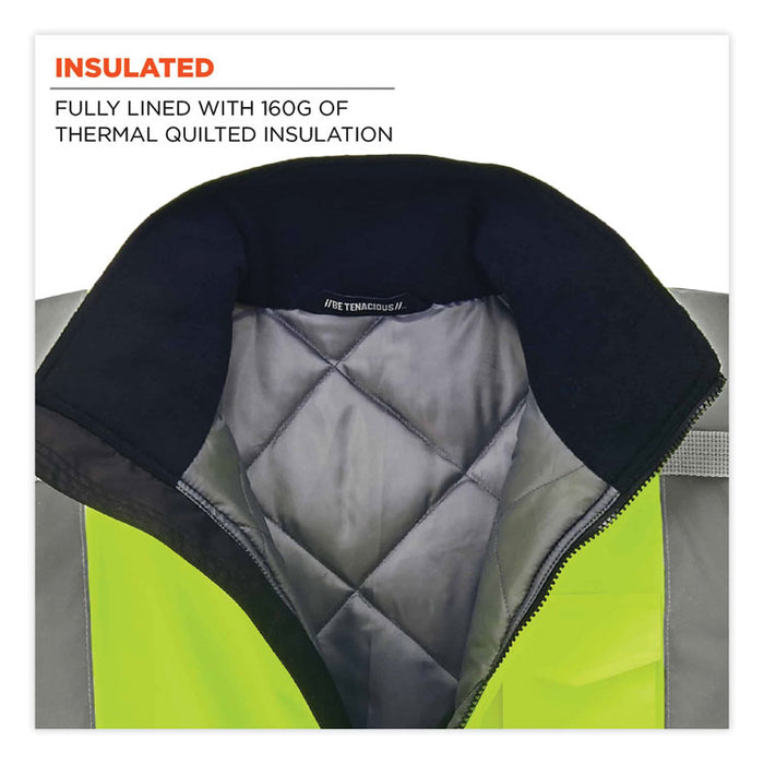 GloWear 8377 Class 3 Hi-Vis Quilted Bomber Jacket, Lime, Large