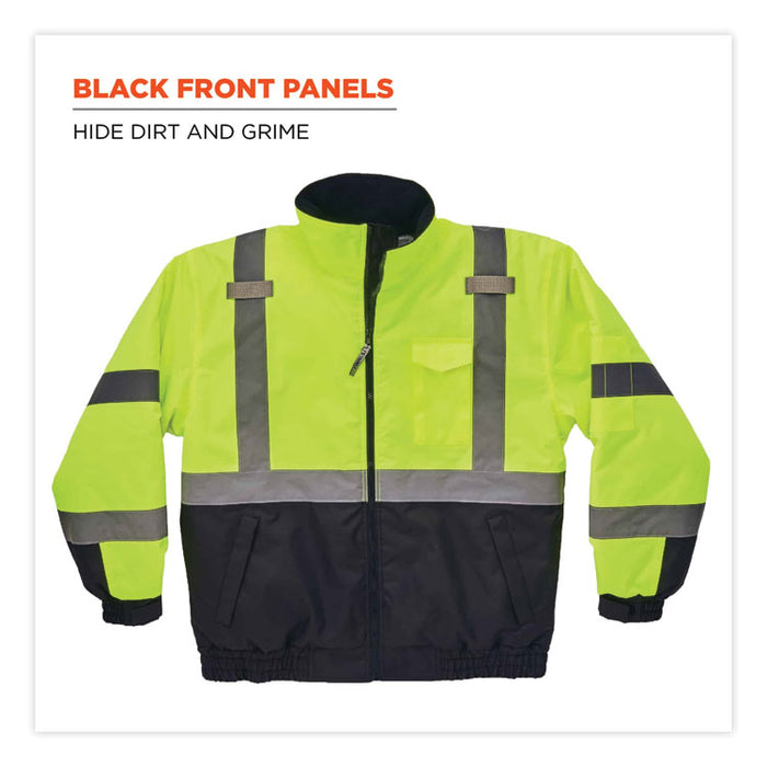 GloWear 8377 Class 3 Hi-Vis Quilted Bomber Jacket, Lime, Large