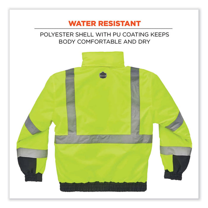 GloWear 8377 Class 3 Hi-Vis Quilted Bomber Jacket, Lime, 3X-Large