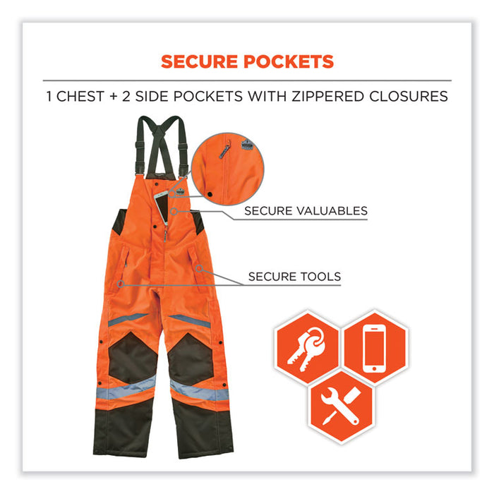 GloWear 8928 Class E Hi-Vis Insulated Bibs, 4X-Large, Orange