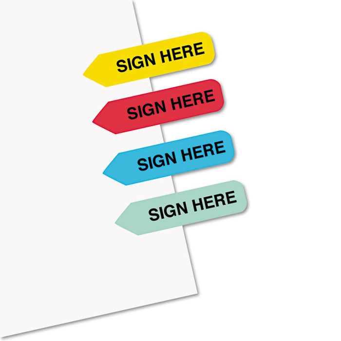Mini Arrow Page Flags, "Sign Here", Blue/Mint/Red/Yellow, 126 Flags/Pack
