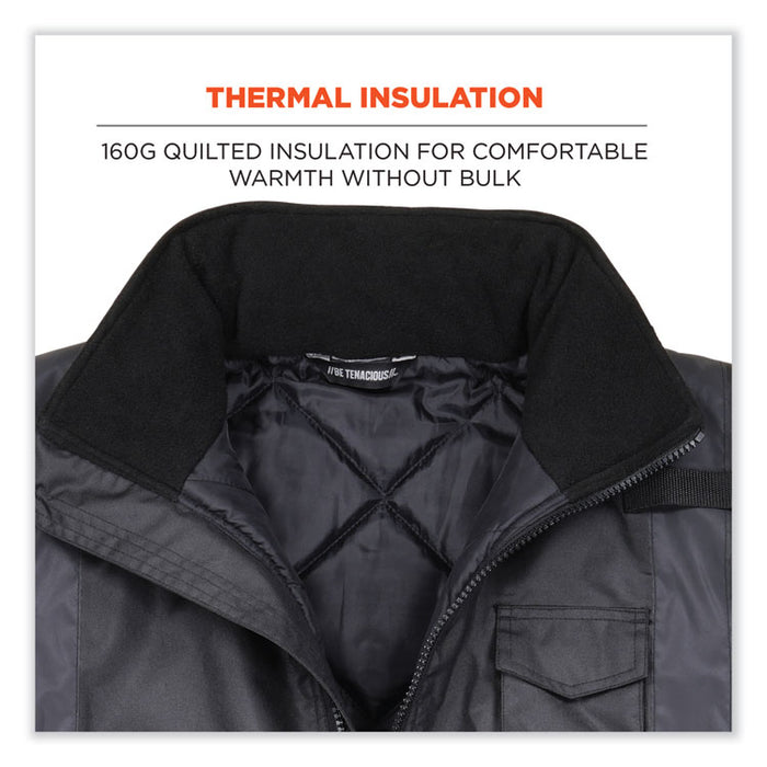 GloWear 8377EV Non-Certified Hi-Vis Quilted Bomber Jacket, Black, 3X-Large