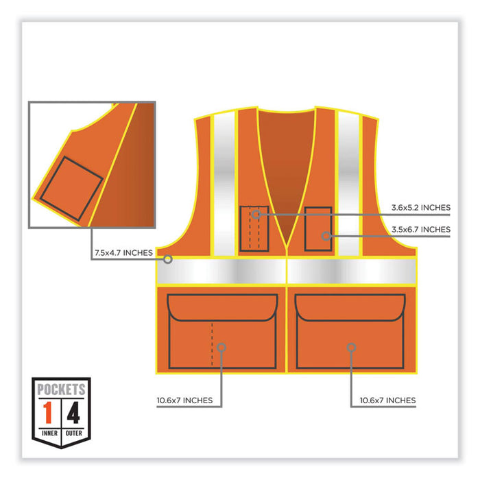 GloWear 8235ZX Class 2 Two-Tone X-Back Vest, Polyester, Large/X-Large, Orange