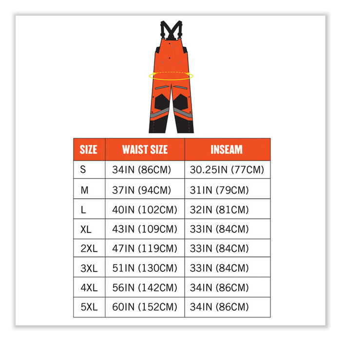 GloWear 8928 Class E Hi-Vis Insulated Bibs, 3X-Large, Orange