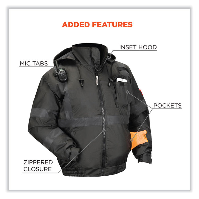 GloWear 8377EV Non-Certified Hi-Vis Quilted Bomber Jacket, Black, 4X-Large