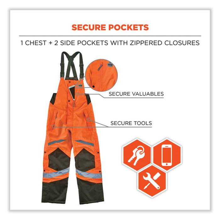 GloWear 8928 Class E Hi-Vis Insulated Bibs, 2X-Large, Orange