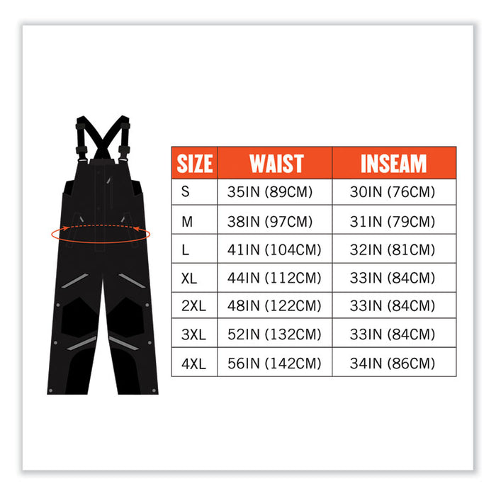 N-Ferno 6471 Thermal Bibs with 500D Nylon Shell, 2X-Large, Black