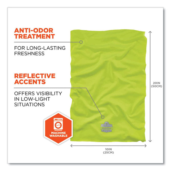 Chill-Its 6487 Cooling Performance Knit Multi-Band, Polyester/Spandex, One Size Fits Most, Hi-Vis Lime