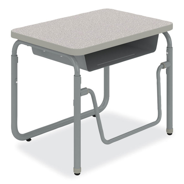 AlphaBetter 2.0 Height-Adjustable Student Desk with Pendulum Bar and Book Box, 27.75" x 19.75" x 22" to 30", Pebble Gray