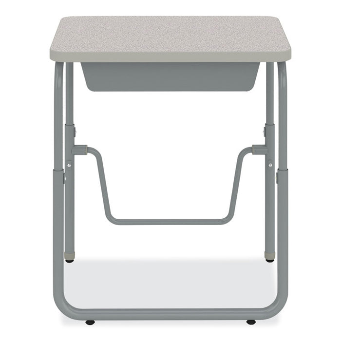 AlphaBetter 2.0 Height-Adjustable Student Desk with Pendulum Bar and Book Box, 27.75" x 19.75" x 22" to 30", Pebble Gray