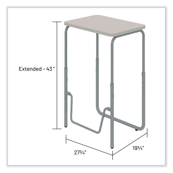AlphaBetter 2.0 Height-Adjustable Student Desk with Pendulum Bar, 27.75" x 19.75" x 29" to 43", Pebble Gray
