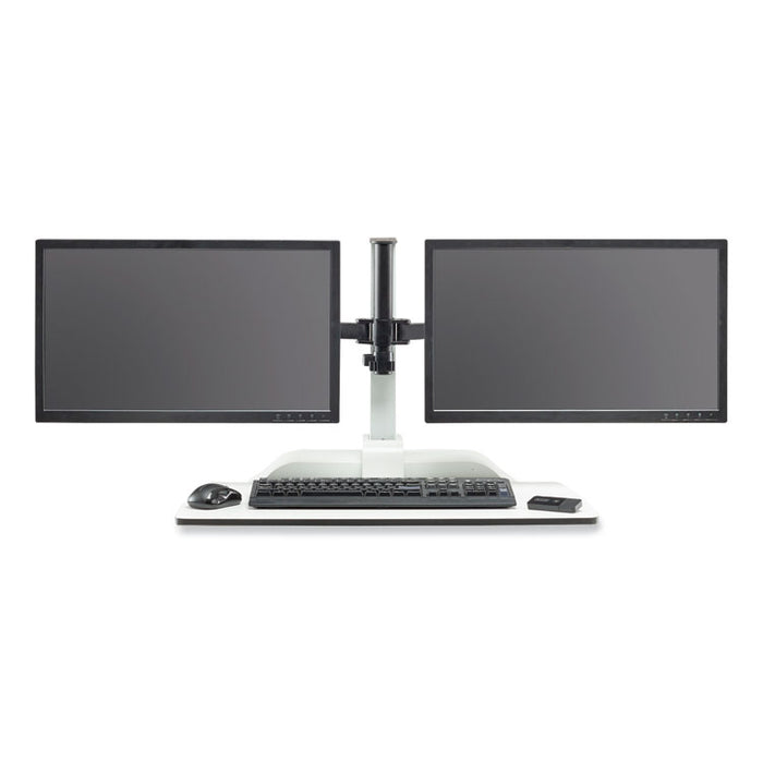 Soar Electric Desktop Sit/Stand Dual Monitor Arm, For 27" Monitors, White, Supports 10 lbs