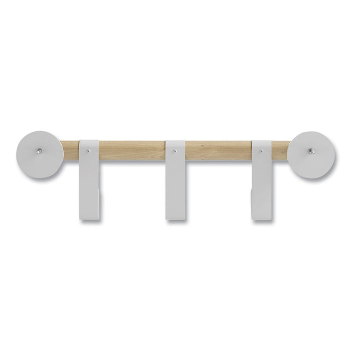 Resi Coat Wall Rack, 3 Hook, 19.75w x 4.25d x 6h, White
