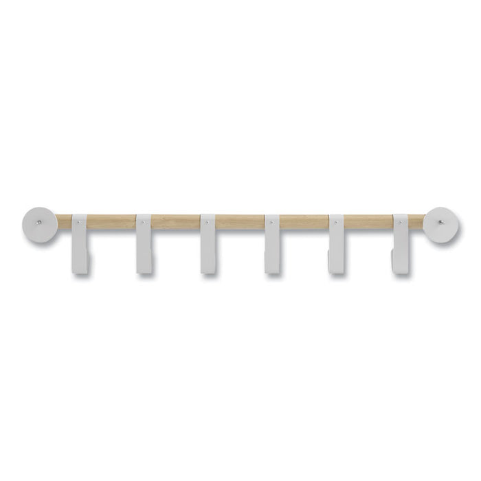 Resi Coat Wall Rack, 6 Hook, 36.25w x 4.25d x 6h, White