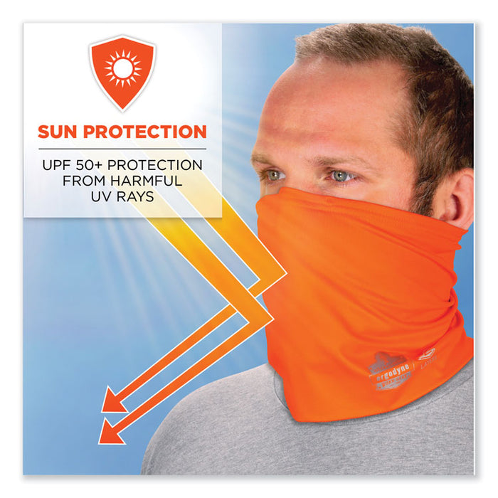 Chill-Its 6489 2-Layer Cooling Performance Knit Multi-Band, Polyester/Spandex, Small/Medium, Hi-Vis Orange