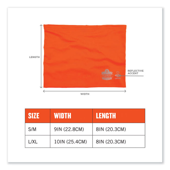 Chill-Its 6489 2-Layer Cooling Performance Knit Multi-Band, Polyester/Spandex, Small/Medium, Hi-Vis Orange