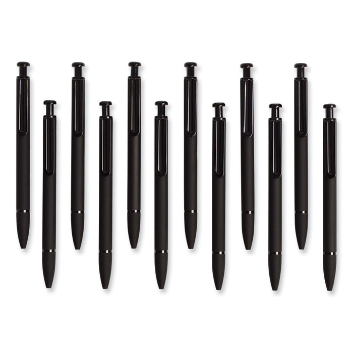 Monterey Soft Touch Ballpoint Pen, Retractable, Medium 1 mm, Black Ink, Midnight Barrel, 12/Pack