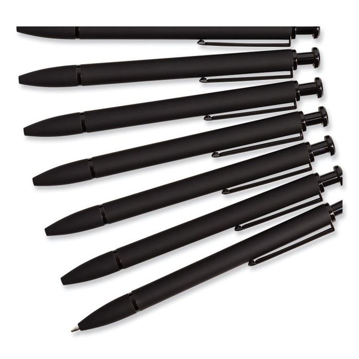 Monterey Soft Touch Ballpoint Pen, Retractable, Medium 1 mm, Black Ink, Midnight Barrel, 12/Pack