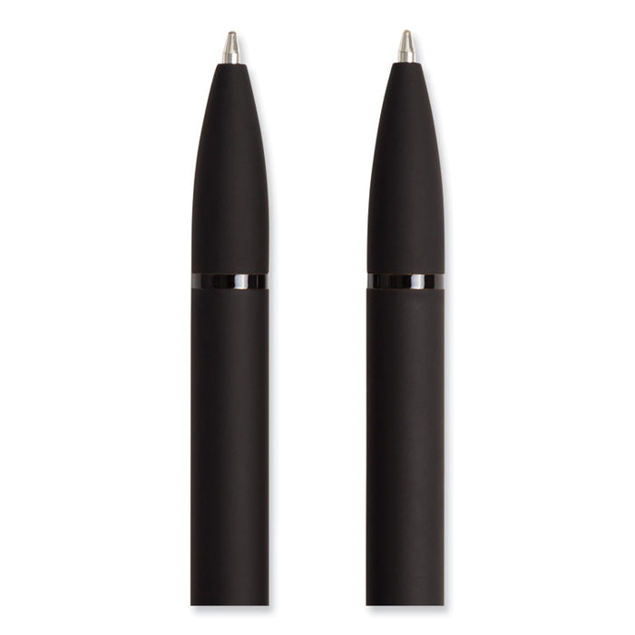 Monterey Soft Touch Ballpoint Pen, Retractable, Medium 1 mm, Black Ink, Midnight Barrel, 12/Pack