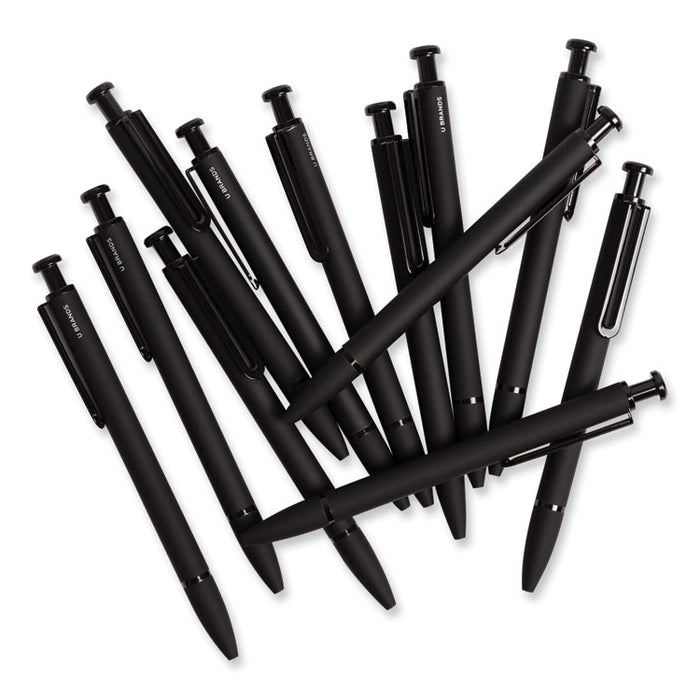 Monterey Soft Touch Ballpoint Pen, Retractable, Medium 1 mm, Black Ink, Midnight Barrel, 12/Pack
