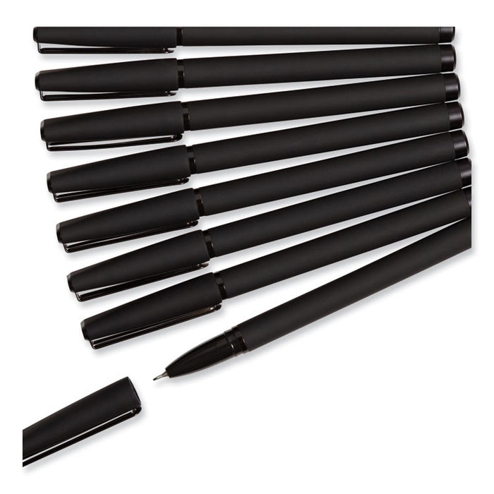 Catalina Soft Touch Porous Point Pen, Stick, Fine 0.7 mm, Black Ink, Black Barrel, Dozen