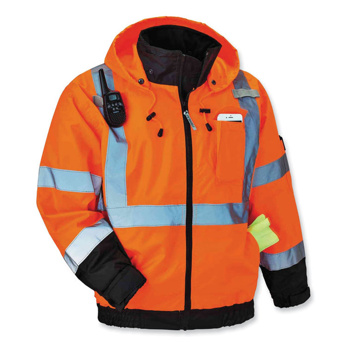 GloWear 8379 Class 3 Hi-Vis Fleece Lined Bomber Jacket, Orange, Small