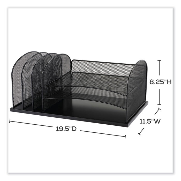 Onyx Desk Organizer with Three Horizontal and Three Upright Sections, Letter Size Files, 19.25 x11.5 x 8.25, Blue