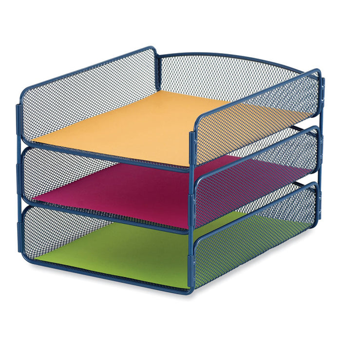 Onyx Triple Tray, 3 Sections, Letter Size Files, 9.25 x 11.75 x 8, Blue