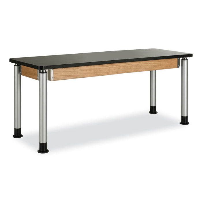 Adjustable-Height Table with Plastic Laminate Top, Rectangular, 72w x 24d x 42h, Black