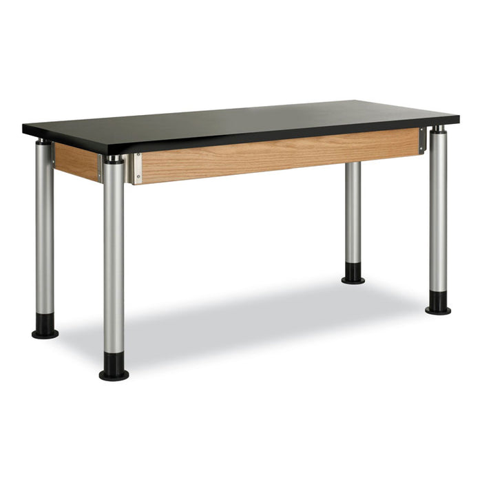 Adjustable-Height Table with ChemGuard High-Pressure Laminate Top, Rectangular, 54w x 24d x 42h, Black