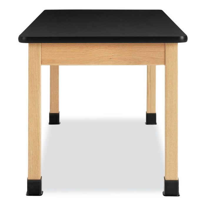 Classroom Science Table, 60w x 30d x 30h, Black High Pressure Laminate (HPL) Top, Oak Base