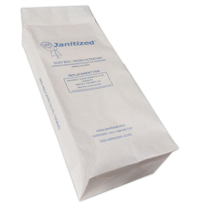 Vacuum Filter Bags Designed to Fit Advance VU500/Triple S Triumph, 100/Carton