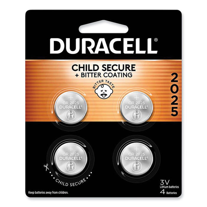 Lithium Coin Batteries With Bitterant, 2025, 4/Pack