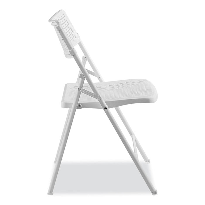 AirFlex Series Premium Poly Folding Chair, Supports Up to 1,000 lb, 17.25" Seat Height, White Seat/Back/Base, 4/Carton