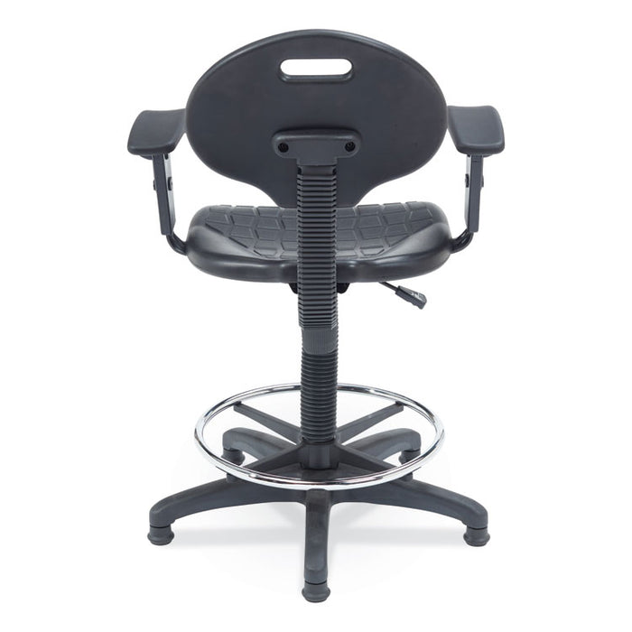 6700 Series Adjustable Height Polyurethane Task Stool with Arms, Supports Up to 300 lb, 22" to 32" Seat Height, Black