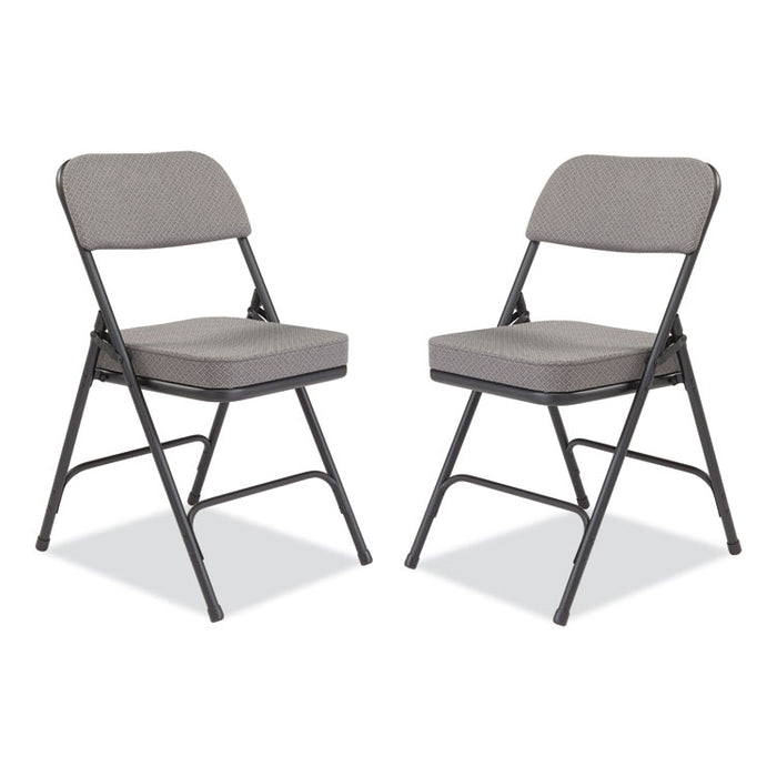 3200 Series Fabric Dual-Hinge Folding Chair, Supports Up to 300 lb, Charcoal Seat, Charocoal Back, Black Base, 2/Carton
