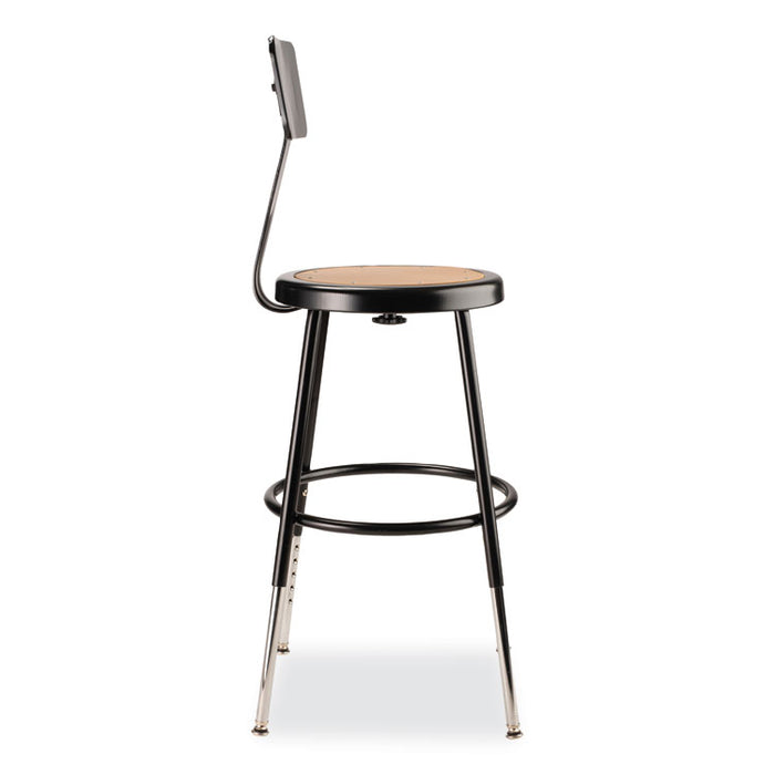 6200 Series 19" to 27" Height Adjustable Heavy-Duty Stool with Backrest, Supports Up to 500 lb, Masonite Seat/Black Base