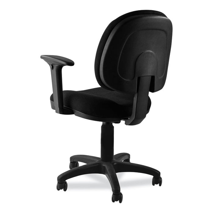 Comfort Task Chair with Arms, Supports Up to 300 lb, 19" to 23" Seat Height, Black Seat, Black Back, Black Base