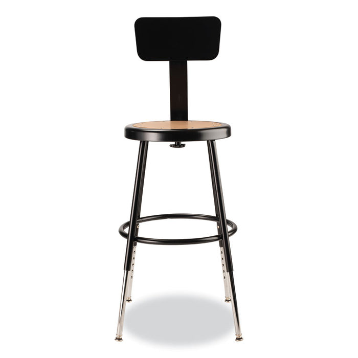 6200 Series 19" to 27" Height Adjustable Heavy-Duty Stool with Backrest, Supports Up to 500 lb, Masonite Seat/Black Base