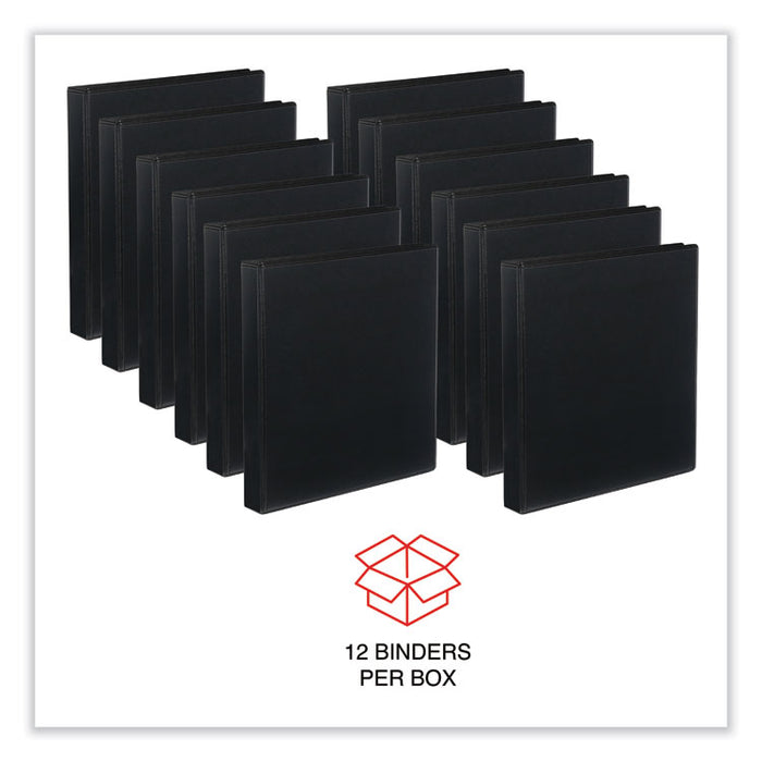 Slant D-Ring View Binder, 3 Rings, 1" Capacity, 11 x 8.5, Black, 12/Carton