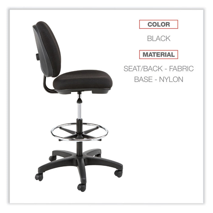 Alera Interval Series Swivel Task Stool, Supports Up to 275 lb, 23.93" to 34.53" Seat Height, Black Fabric