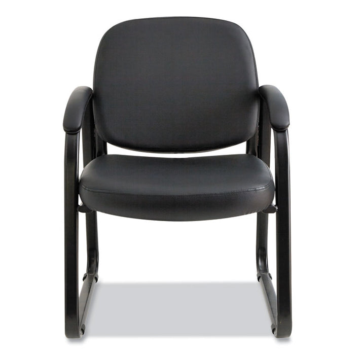 Alera Genaro Series Faux Leather Half-Back Sled Base Guest Chair, 25" x 24.80" x 33.66", Black Seat, Black Back, Black Base